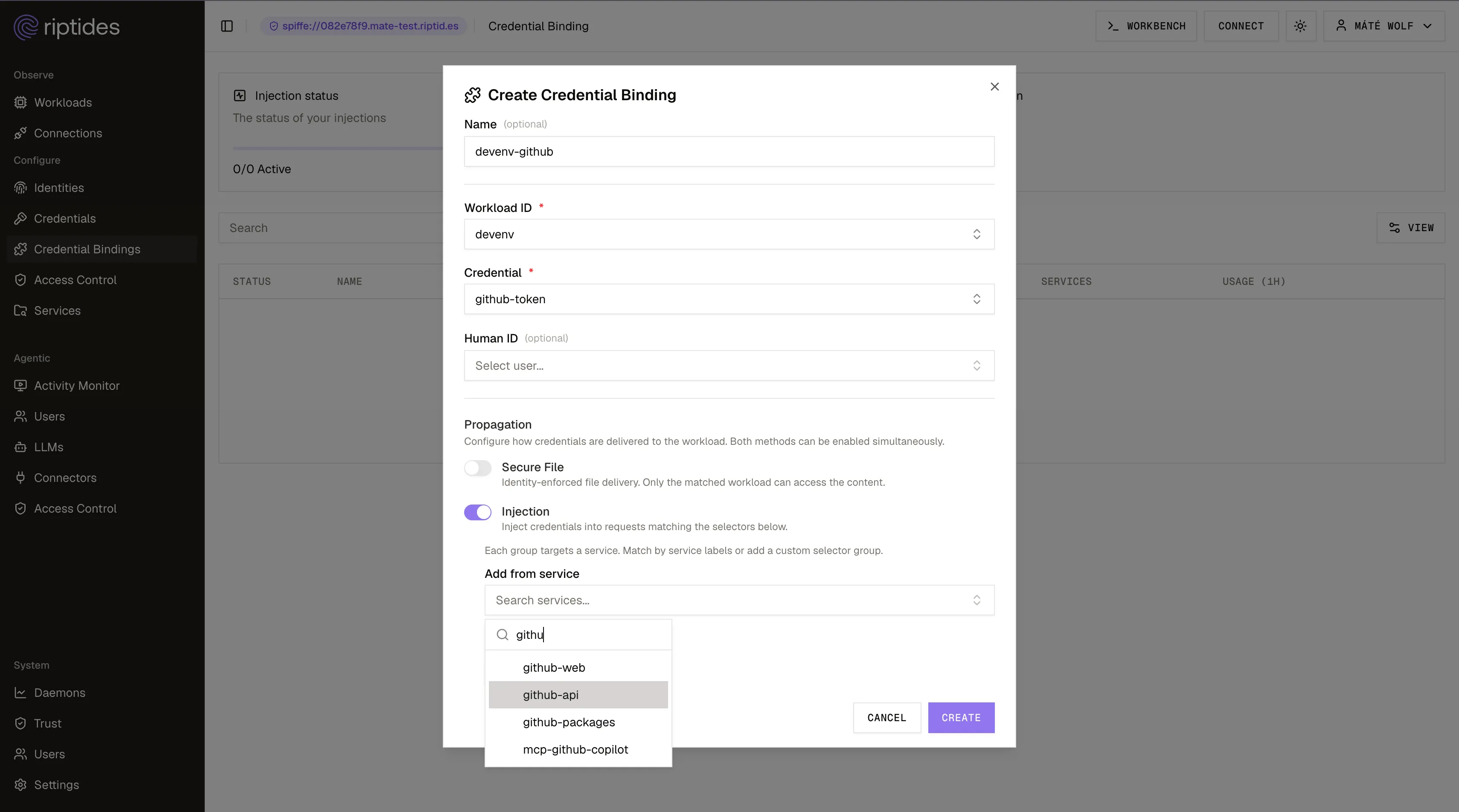 Add credential binding