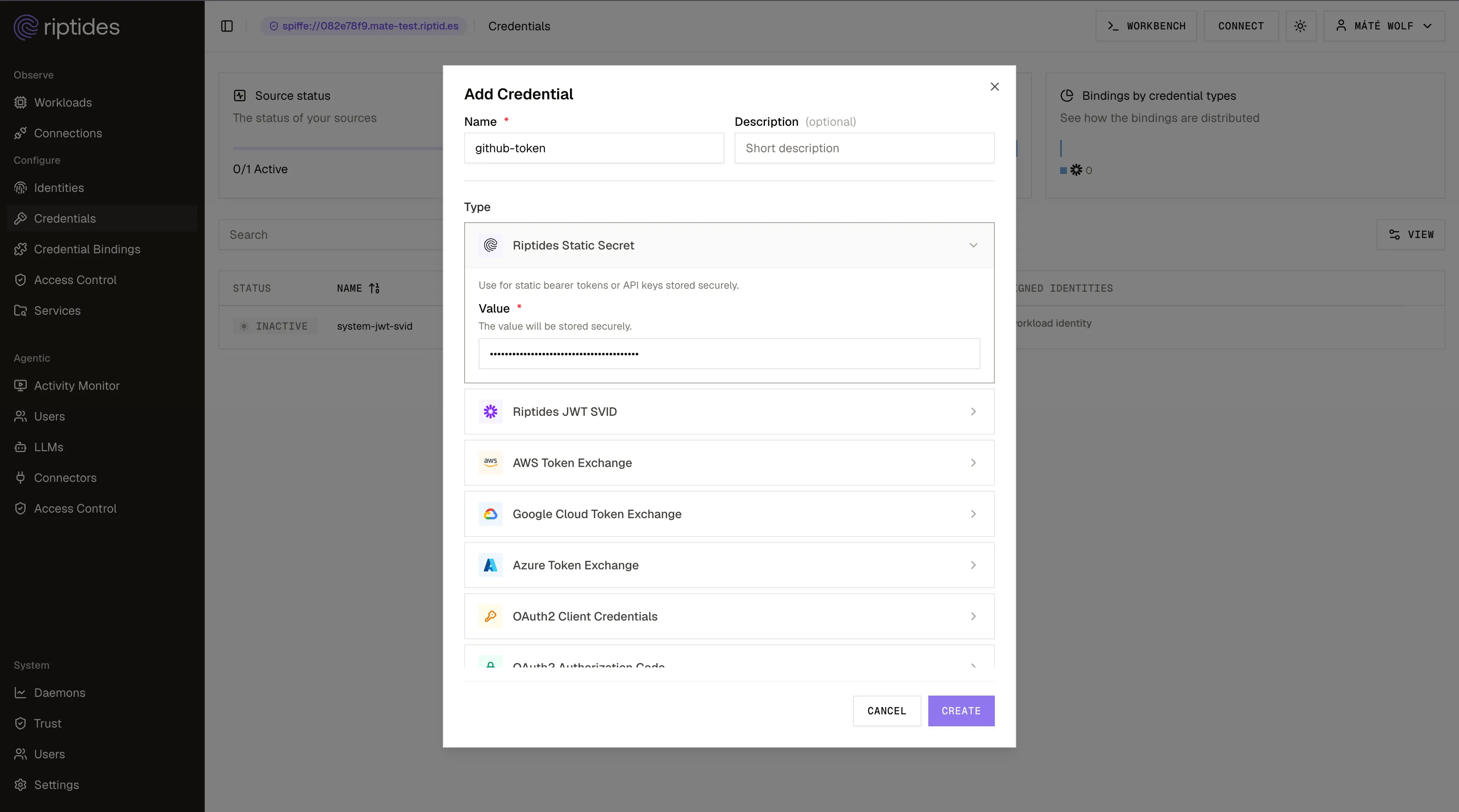 Add credential
