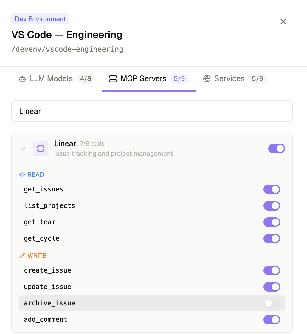 Riptides Access Control — MCP server and tool-level permissions